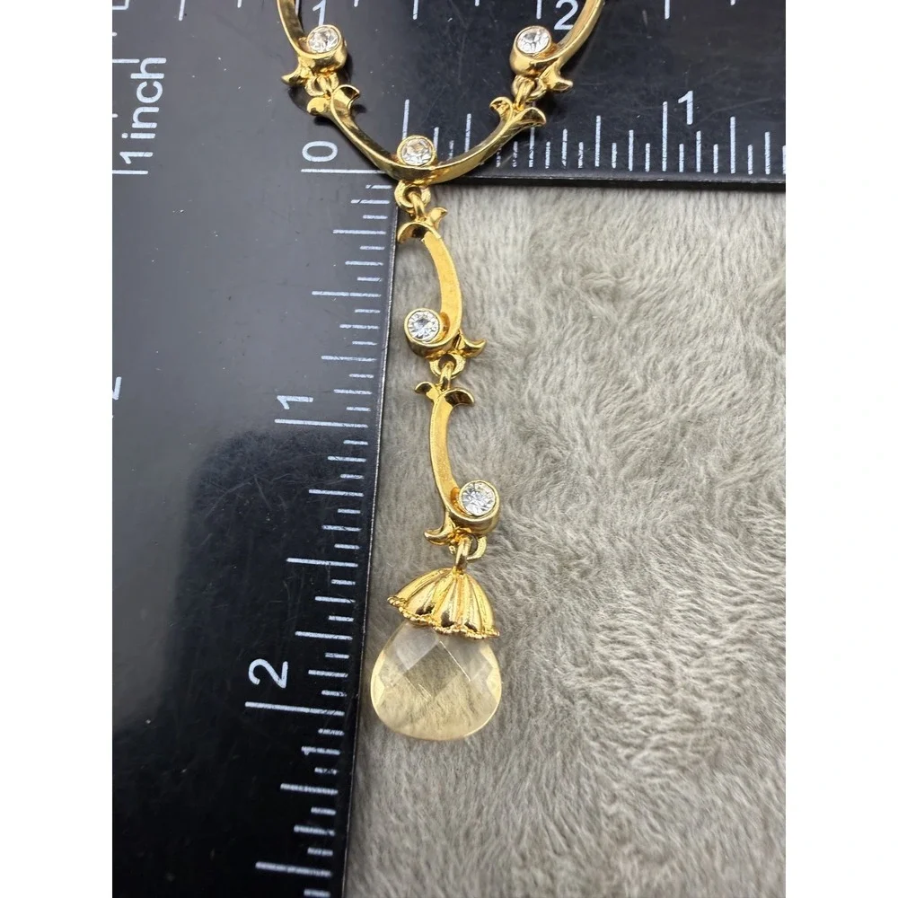 Avon Necklace Gold Tone Rhinestone Y-Drop Adjustable 17